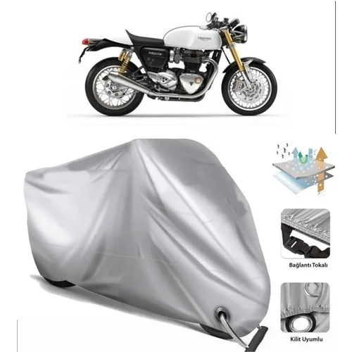 Tegin ACC | Triumph Thruxton 1200 R Arka Çanta (Bağlantı Tokalı) Uyumlu Solarblock Uyumlu Motosiklet Brandası | Su Geçirmez, %99 UV, Yansıtıcı Gümüş Üst