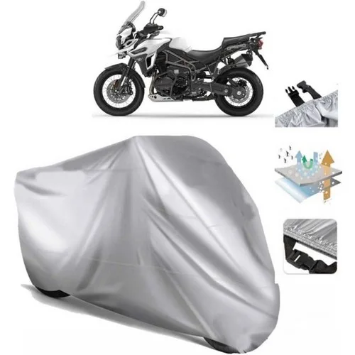 Tegin ACC | Triumph Tiger Explorer Xca Arka Çanta (Bağlantı Tokalı) Uyumlu Solarblock Uyumlu Motosiklet Brandası | Su Geçirmez, %99 UV, Yansıtıcı Gümüş Üst