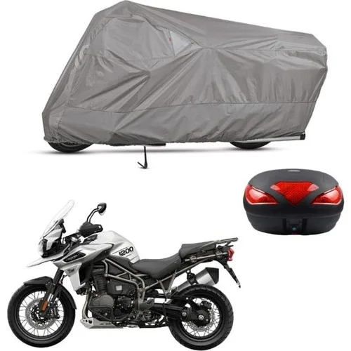 Tegin ACC | Triumph Tiger Explorer Xcx Arka Çanta Bağlantı Tokalı Uyumlu Solarblock Uyumlu Motosiklet Brandası | Su Geçirmez, %99 UV, Yansıtıcı Gümüş Üst