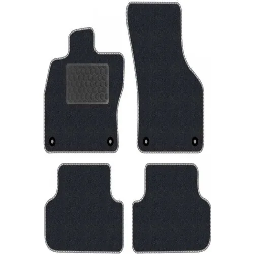 Tegin Audi Q7 2006-2015 Siyah Halı Gri Kenar Deri Petek Topuk 2250 gr Paspas