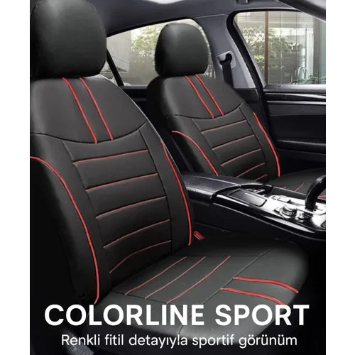 Tofaş Fiat Albea 2002–2012 Colorline Sport Serisi Deri Siyah Kırmızı Koltuk Kılıfı