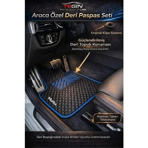 Toyota Avensis 1997-2003 Active Premium Deri Paspas Mavi Kenar