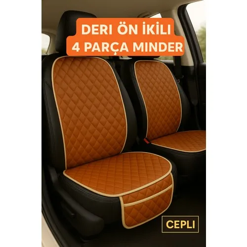 Toyota Yaris XP90 2005-2012 Uyumlu Suni Deri Oto Koltuk Minderi Silinebilir Leke Tutmaz Kapitone 2'li Taba