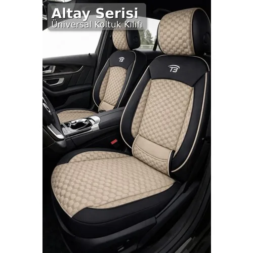 Volksagen Golf - 7 Conforline-Hidline 2013-2020 - Altay Serisi Bel Destekli Koltuk Kılıfı (Ön+Arka) - Bej Siyah