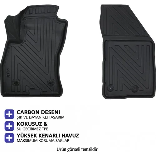 Volkswagen Caddy Panelvan 2020 -2025 Carbon Desen Havuzlu Paspas | Kaymaz & Koku Yapmaz